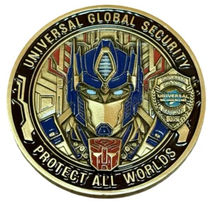 Universal Global Security Optimus Prime Antique Gold Challenge Coin | Transformers Autobot Collectible